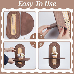 4 Sets Oval Wooden Wall-Mounted Storage Rack&nbsp;WOCR-WA0001-02B