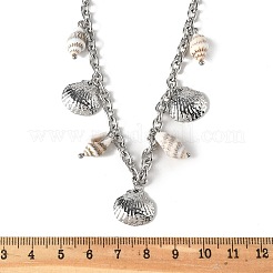 Summer Beach 304 Stainless Steel & Shell Pendant Necklaces&nbsp;NJEW-Z061-09P