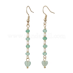 Heart 304 Stainless Steel & Glass Seed Beads Dangle Earrings&nbsp;EJEW-MZ00718