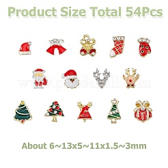 42Pcs 14 Styles Christmas Themed Alloy Enamel Cabochons&nbsp;MRMJ-HS0001-04