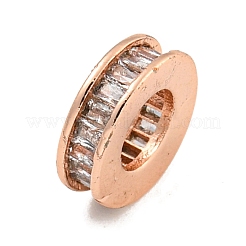 Rack Plating Brass Micro Pave Clear Cubic Zirconia European Beads&nbsp;KK-L215-021RG