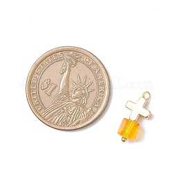 8Pcs 2 Colors Brass Glass Charms&nbsp;PALLOY-JF04528