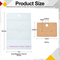 50Pcs Rectangle Kraft Paper Earring Display Card with Hanging Hole&nbsp;CDIS-CJ0001-05