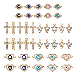 40Pcs 20 Styles Evil Eye Zinc Alloy Enamel Connector Charms&nbsp;ENAM-TA0001-37