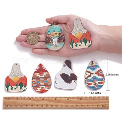 24Pcs 12 Style Single Face Printed Basswood Big Pendants&nbsp;WOOD-SZ0001-28