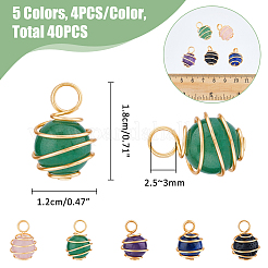 4 Sets Natural Mixed Stone Copper Wire Wrapped Pendants&nbsp;FIND-FH0009-11