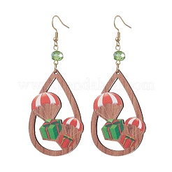 Christmas Printed Wood Dangle Earrings&nbsp;EJEW-JE06519