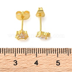 Brass Micro Pave Cubic Zirconia Stud Earrings For Women&nbsp;EJEW-B111-01G-02