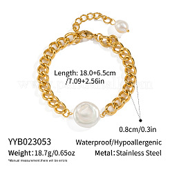 Elegant Flat Round Elegant Baroque Pearl Bead Link Bracelets&nbsp;SX2805-2