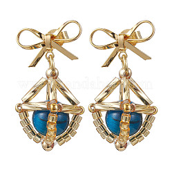 Natural Tiger Eye Bowknot Dangle Stud Earrings&nbsp;EJEW-MZ00348
