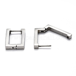 Tarnish Resistant 304 Stainless Steel Rectangle Huggie Hoop Earrings&nbsp;STAS-H156-10A-P