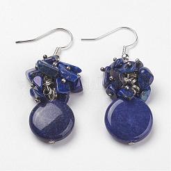 Lapis Lazuli Beads Wrap Bracelets and Earrings Jewelry Sets&nbsp;SJEW-JS00905-03