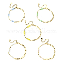 Electroplated Glass Rondelle Beads Link Bracelets&nbsp;BJEW-JB13677