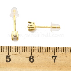 925 Sterling Silver Clear Cubic Zirconia Stud Earrings&nbsp;EJEW-Q029-01G