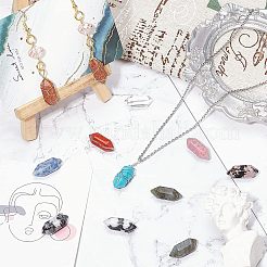 N24Pcs 12 Style Faceted No Hole Natural & Synthetic Gemstone for Wire Wrapped Pendants Making&nbsp;G-NB0003-01