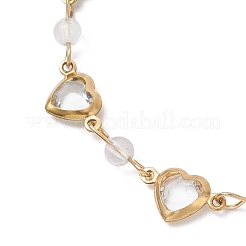Heart Stainless Steel & Glass Connector Charms Bracelets&nbsp;BJEW-JB12656-02