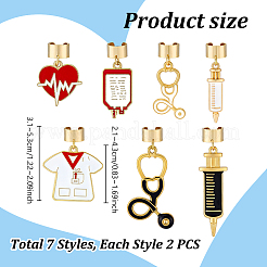 14Pcs 7 Styles Medical Theme Alloy Enamel Stethoscope Pendant Decorations&nbsp;HJEW-PH02583