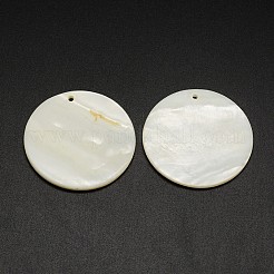 Flat Round Freshwater Shell Pendants&nbsp;SHEL-M005-35