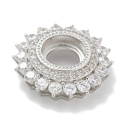 Rack Plating Brass Micro Pave Clear Cubic Zirconia Cabochon Connector Setttings&nbsp;KK-L224-027P-01