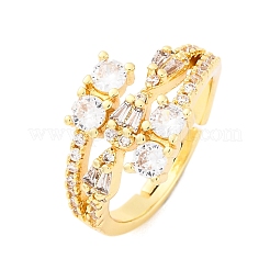 Brass Micro Pave Clear Cubic Zirconia Finger Rings for Women&nbsp;RJEW-U047-03G
