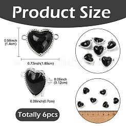 6Pcs Eco-Friendly Alloy Glass Heart Links connector Charms&nbsp;GLAA-YW0005-10