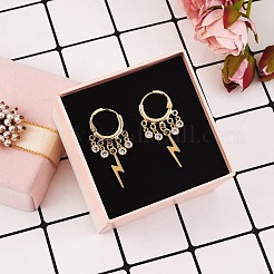 Lightning Bolt Brass Dangle Huggie Hoop Earrings&nbsp;EJEW-SW00001-01