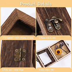 Square Wood Insect Display Case with White EVA Foam Mat Inside&nbsp;CON-WH0086-103A