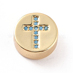 Rack Plating Brass Micro Pave Cubic Zirconia Beads&nbsp;ZIRC-C035-19G