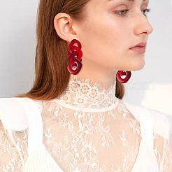 4 Pairs 4 Colors Horse Eye Acrylic Dangle Stud Earrings with Steel Iron Pins for Women&nbsp;EJEW-AN0004-11