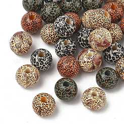 40Pcs 5 Colors Printed Schima Wood Beads&nbsp;WOOD-FS0001-47