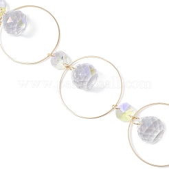 Glass Round & Brass Ring Hanging Suncatchers&nbsp;HJEW-JM04535