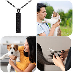 304 Stainless Steel Rectangle with Tree of Life Pendant Urn Ashes Necklaces&nbsp;NJEW-WH0036-030EB