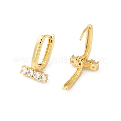 Clear Cubic Zirconia Rectangle Bar Hoop Earrings&nbsp;KK-O142-09G