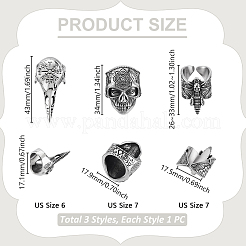 3Pcs 3 Styles Stainless Steel Finger Rings&nbsp;RJEW-GA0001-03