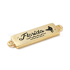 Beach Theme Rack Plating Brass Rectangle Connector Charms&nbsp;KK-P261-08D-G01