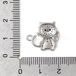 Brass Micro Pave Black and Clear Cubic Zirconia Cat Shape Connector Charms&nbsp;KK-L262-08P