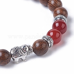 Dyed Wood Round Beads Stretch Bracelets&nbsp;BJEW-JB04839