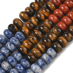 Natural Red Jasper & Tiger Eye & Blue Spot Jasper & Dalmatian Jasper & Topaz Jade & Tianshan Cui Quartzite Beads Strands&nbsp;GG-CBA9281-A08-5x8mm