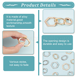 12Pcs 6 Styles Alloy Spring Gate Rings&nbsp;FIND-WR0008-96