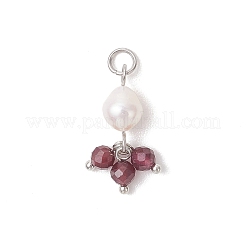 Natural Gemstone & Cultured Freshwater Pearl Pendants&nbsp;PALLOY-JF05142-02