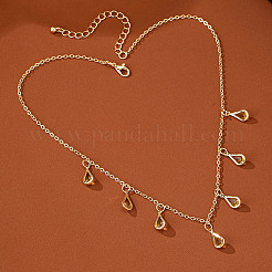 Alloy Topaz Rhinestone Teardrop Pendant Bib Necklaces&nbsp;FS-WG07C6E-01