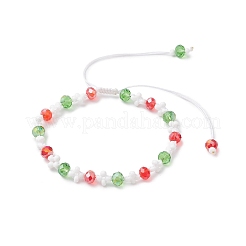 Christmas Handmade Glass Seed & Glass Braided Bead Bracelet&nbsp;BJEW-MZ00249-02