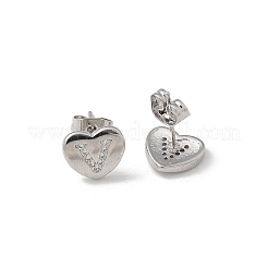 Rack Plating Brass Micro Pave Clear Cubic Zirconia Stud Earrings&nbsp;EJEW-K299-01P-W