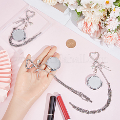 3Pcs 3 Styles 201 Stainless Steel String Bag & Iron with Glass Mirror & Alloy Bowknot Pendant Keychains&nbsp;HJEW-SC0003-30