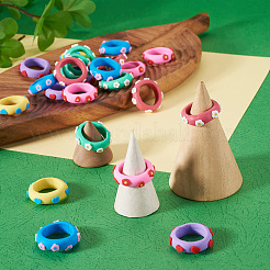24Pcs 6 Colors Handmade Polymer Clay Finger Rings&nbsp;CLAY-TA0002-12