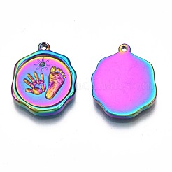 Rack Plating Rainbow Color 304 Stainless Steel Pendant Rhinestone Settings&nbsp;STAS-N098-034