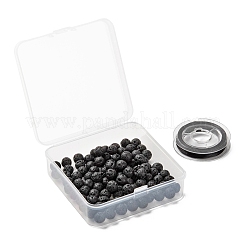 100Pcs 8mm Natural Lava Rock Beads Round Beads&nbsp;DIY-LS0002-43