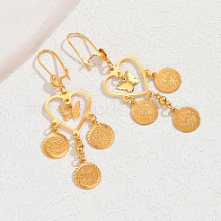 Fashionable Brass Heart Tassel Hoop Earrings&nbsp;JG7155