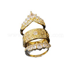 3Pcs Brass Micro Pave Clear Cubic Zirconia Finger Rings for Women&nbsp;FS-WGDAF26-04