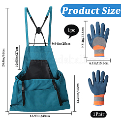 Outdoor Gardening Oxford Fabric Apron and Nylon Safety Work Gloves Sets&nbsp;AJEW-GF0010-19B